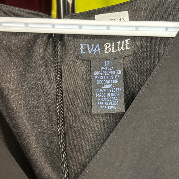 Y2K Black Short Sleeve Flowy Dress Crystal & Beaded Waist Size 12 P2P 20-21” - Picture 4 of 5